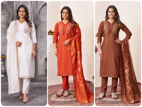 Straight Ladies Designer kurti suit, Silk