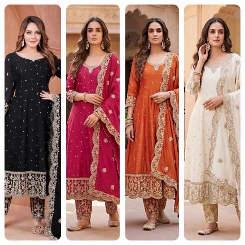 Silk Party Wear Anarkali Suit, Work: Embroidery, Readymade