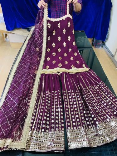 Net Full Exclusive Sharara suit, Size: 38-48