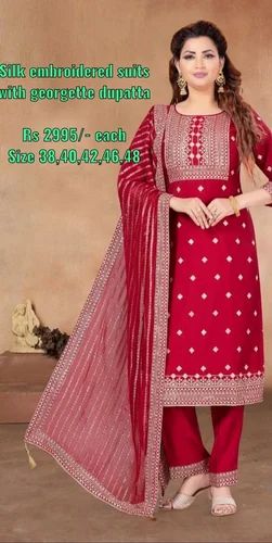 Box Clutch With Sling Female Chanderi Ladies Suit, Size: S-xxl