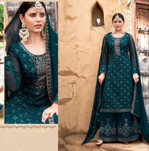 Georgette Embroidered Pakistani Designer Suit, Stitched