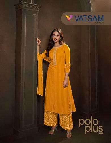 POLO PLUS BY VATSAM VIRADI VINAY FASHION SELF PATTERN READYMADE PLAZO STYLE SALWAR KAMEEZ