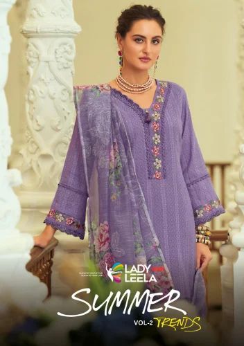 Readymade LADY LEELA SUMMER TRENDS COTTON PAKISTANI SUIT WHOLESALE EXPORTER, 3 Piece