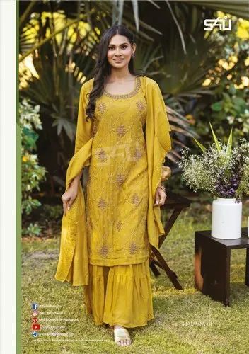 Party Wear Regular S4u Shivali Sharara Royal And Elite Collection, Wash Care: Dry Clean