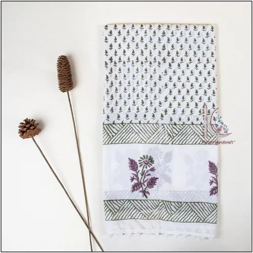 Hand Block Multicolor printed cotton stole