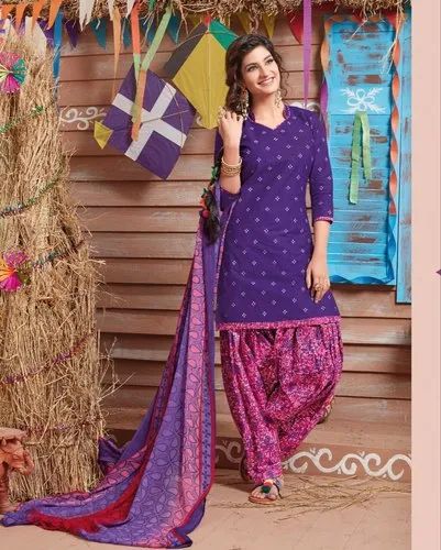 Balaji Cotton Chiffon Printed Dupatta Cotton Churidar, Size: Medium