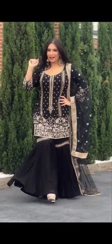 Designer Heavy Georgette Sharara Style Suit
