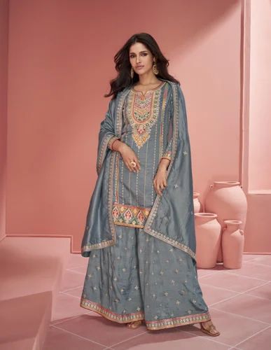 Ladies Designer Embroidered Sharara Suit