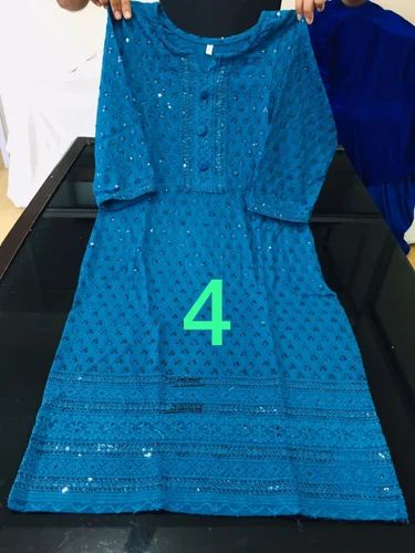 Regular Semi Formal Rayon Chikan Kurti