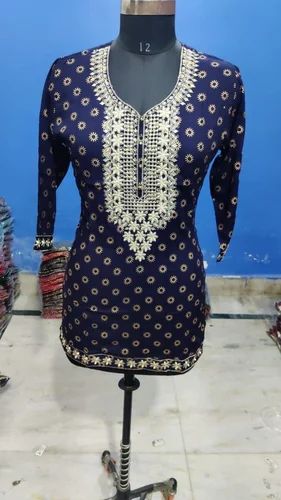 Thread Embroidery Kurti Ladies Embroidered Kurtis