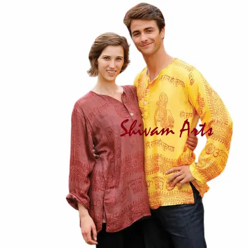Full Sleeve Regular Round Neck Casual Unisex Colorful Printed Kurta and Camisoles, Wash Care: Handwash, Size: XL