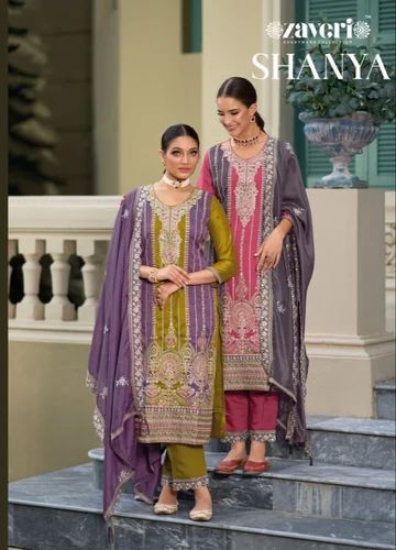 Silk New Stylish Punjabi Designer Suit, Stitched