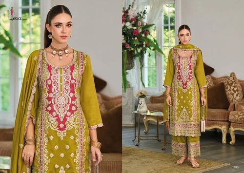 Straight Eba Lifestyle Sahira Designer Suit, Silk