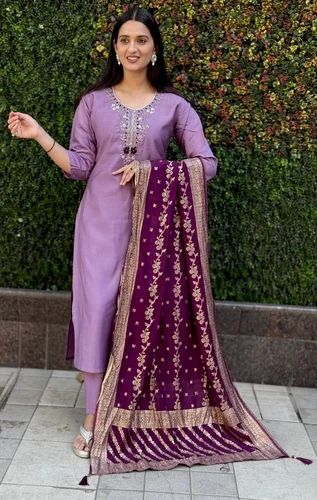 Pure Silk Straight Kurti with Half Sleeve