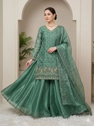 Straight Latest New Designer Suits Plazo, Silk