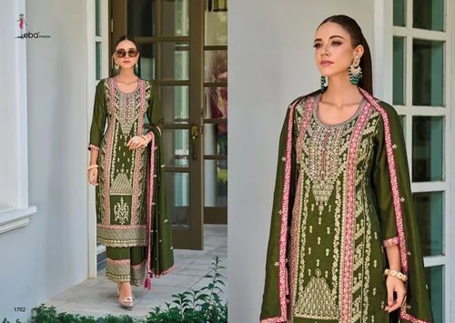 Readymade Pakistani Silk Eba Lifestyle Designer Suit, Stitched, 3 Piece