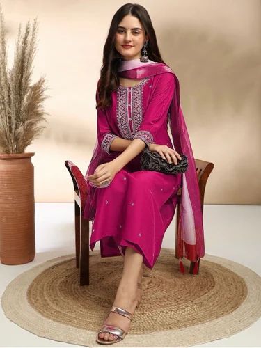 Silk Beautiful Suit Set And Duppta Kurti