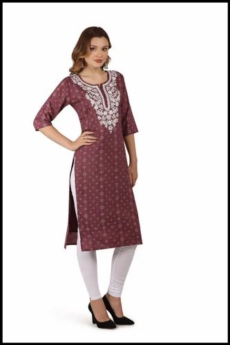Cotton Chikankari Kurtis, Size: XL