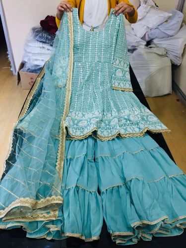 Georgette Embroidered Party Wear Suit