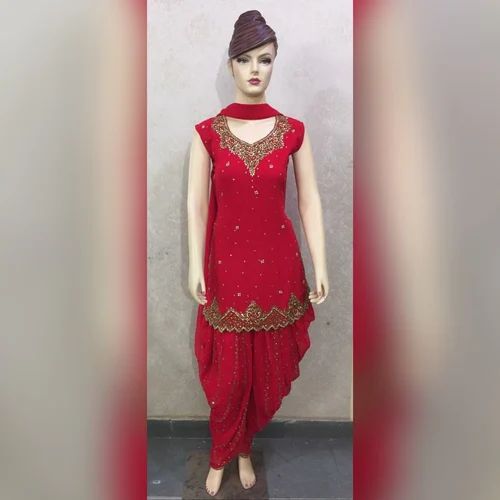 As Shown In Picture Georgette Designer Patiala Suit For Women, Stitched