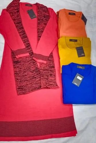 Festive Wear Ladies Woolen Kurti, Wool Blend, 2-Piece Set