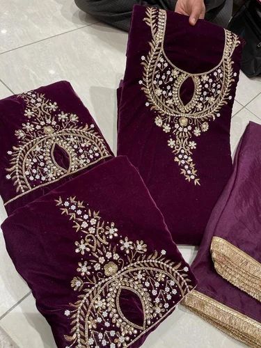 Velvet Handwork Punjabi Suits