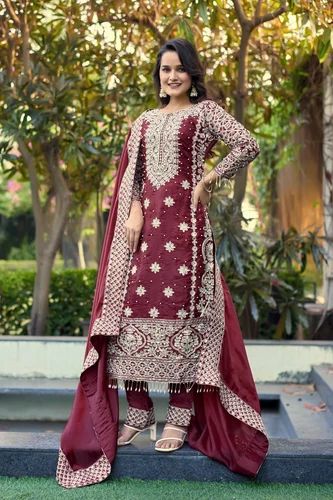 JIMMY CHOO SILK Party Wear Designer Salwar Kameez Suit, Stitched