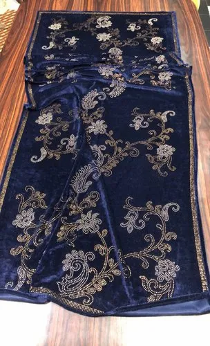 Blue Swaroski Velvet Stole