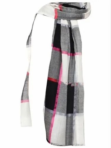 Fine Wool Cashmere Silk Check Stole