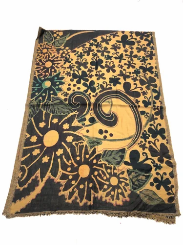 Black Boil Wool Jacquard Stoles