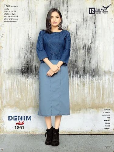 Straight Denim Kurtis, Size: XL
