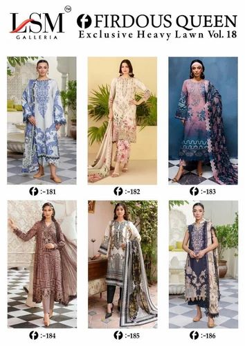 Unstitched Ladies Cotton Pakistani Lawn Suit unstiched
