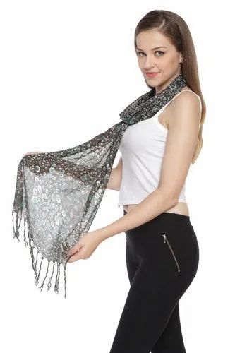 Sam Inc Female Cotton Printed Stoles with Fringes