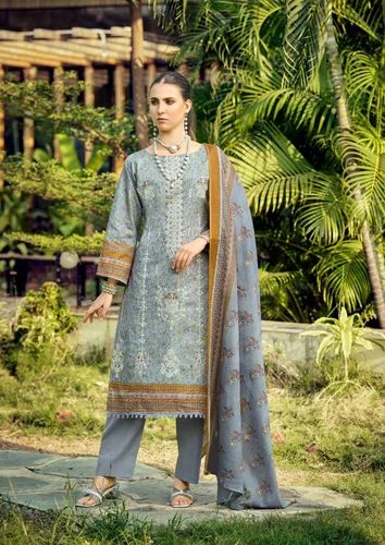 Unstitched Pakistani Lawn Suit, Work: Embroidered