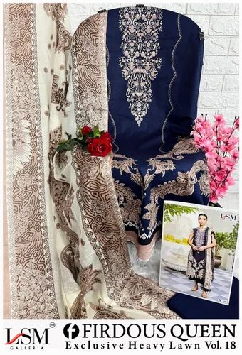 Unstitched Pakistani Pure Lawn Suits, Work: Printed