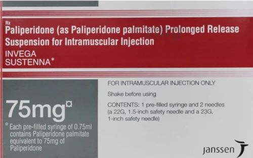 PRE-FILLED SYRINGE OF 0.75ML CONTAINS PALIPERIDONE PALMITATE EQUIVALENT TO 75 MG OF PALIPERIDONE