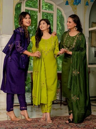Elegant Straight Kurti Pant Dupatta Set: DIVA-116