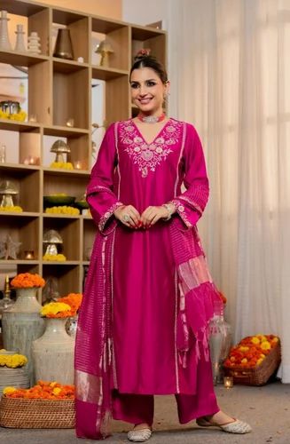 TRENDY SILK KURTI WITH EMBRIODERY WORK