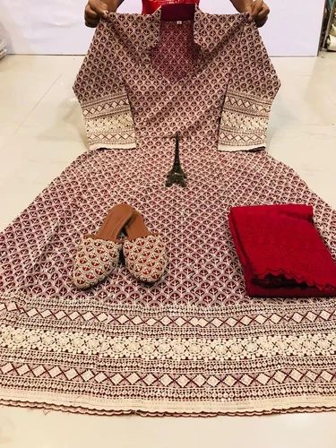 Cotton Anarkali Suit With Jutti
