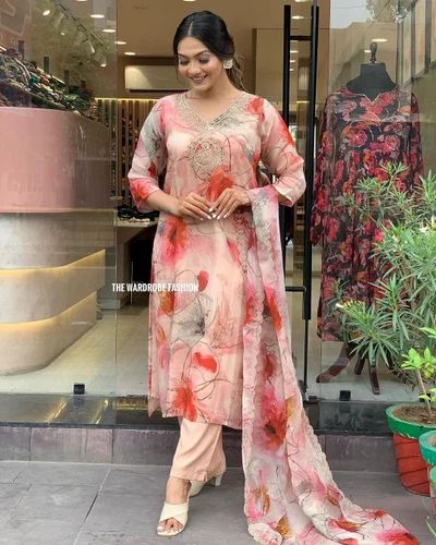 Embroidered Silk Latest Designer Organza Suit