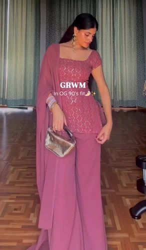 Georgette Trendly Designer Salwar Kameez, Stitched, Sequance Work