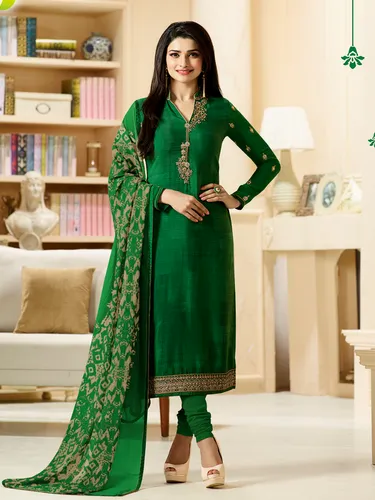 Crepe Border Designer Embroidered Straight Churidar Suit