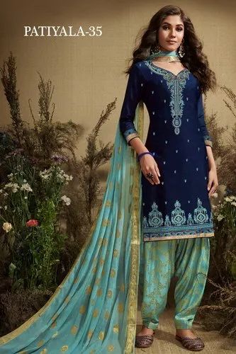 Fabzone Cotton Ramzan Special Designer Jacquard Patiyala Suits, Machine wash