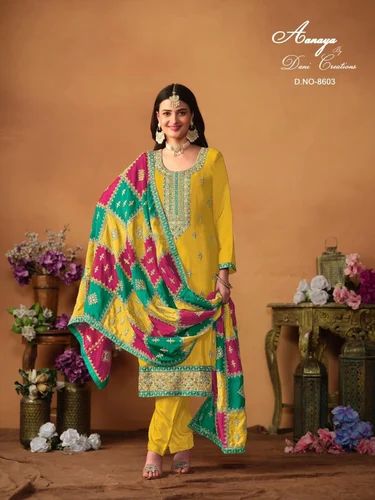 Latest Chinon Silk Fancy Kurti