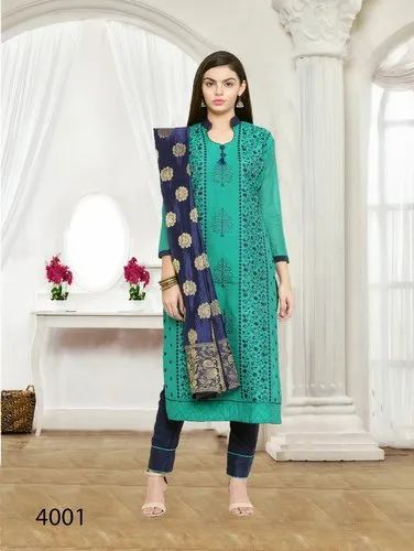 Wedding Designer Chanderi Cotton Salwar suit, 2.2 Mtr