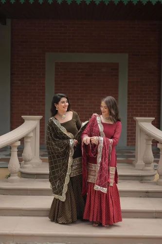 Designer Heavy Georgette Sharara Style Suit with Embroidery & Sequins Work (Readymade)