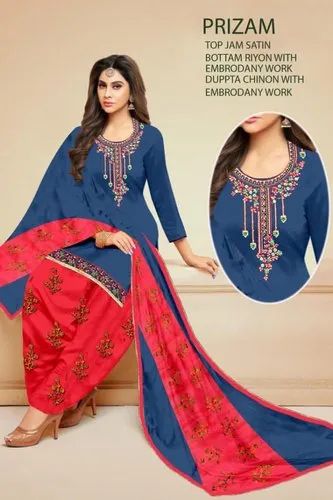 Cotton Punjabi Salwar Suit, Unstitched