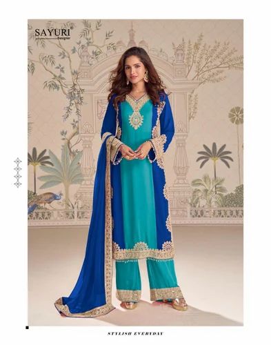 Straight Georgette Ready To Wear Suit, Embroidery