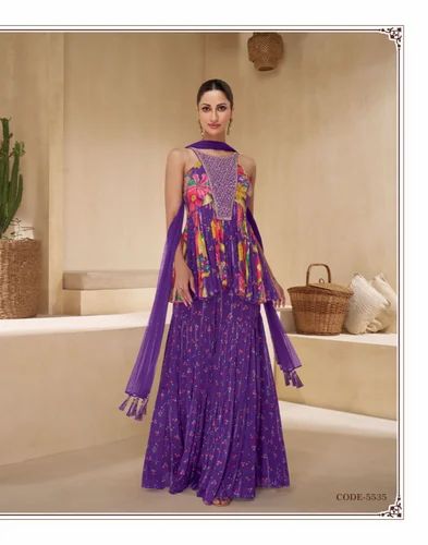 Embroidered Ladies Designer Suits, Silk