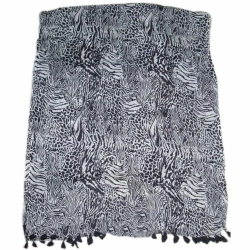 Grey Viscose Printed Ladies Stoles